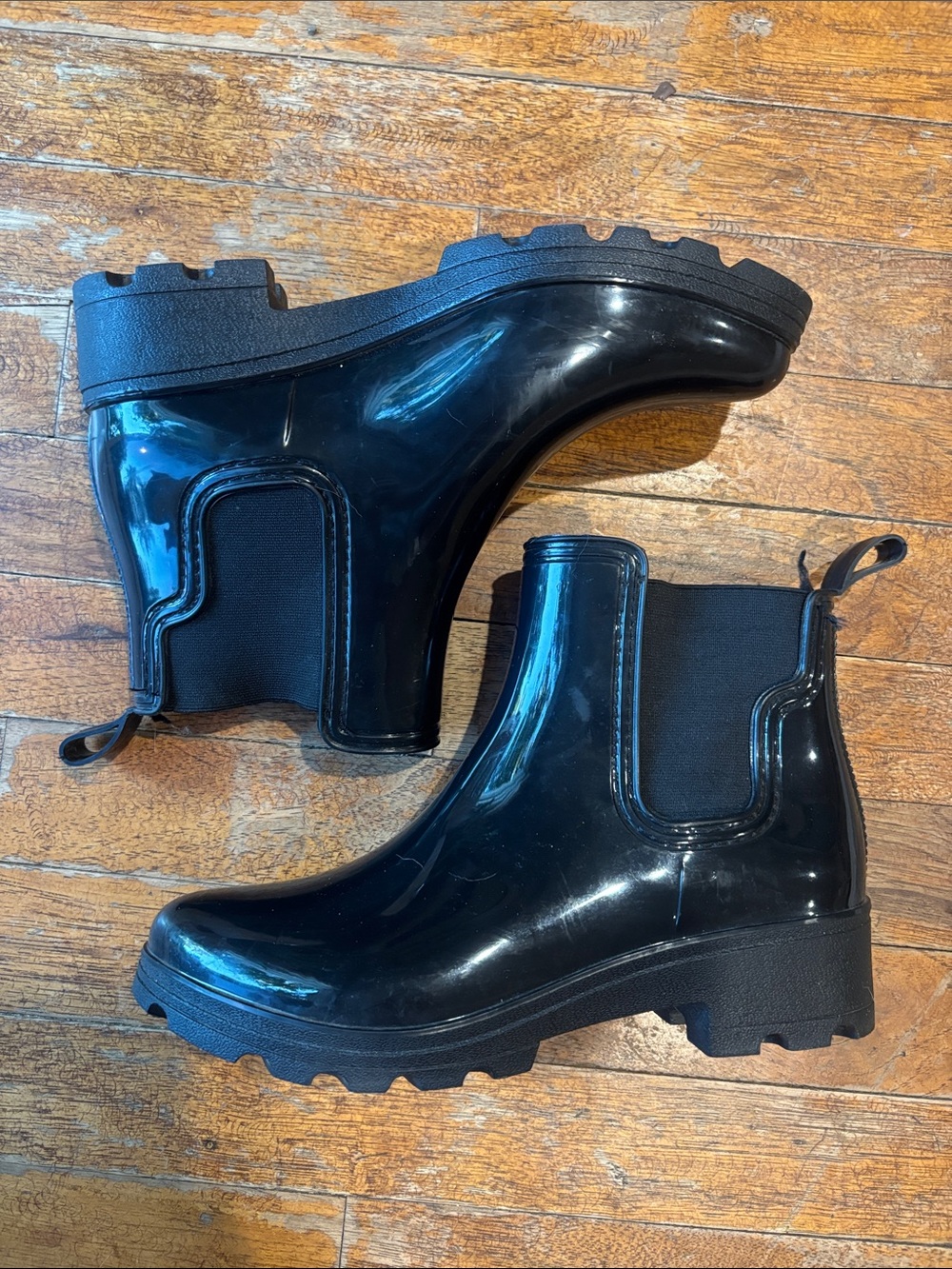 Capelli of New York Black Glossy Chelsea Rain Booties